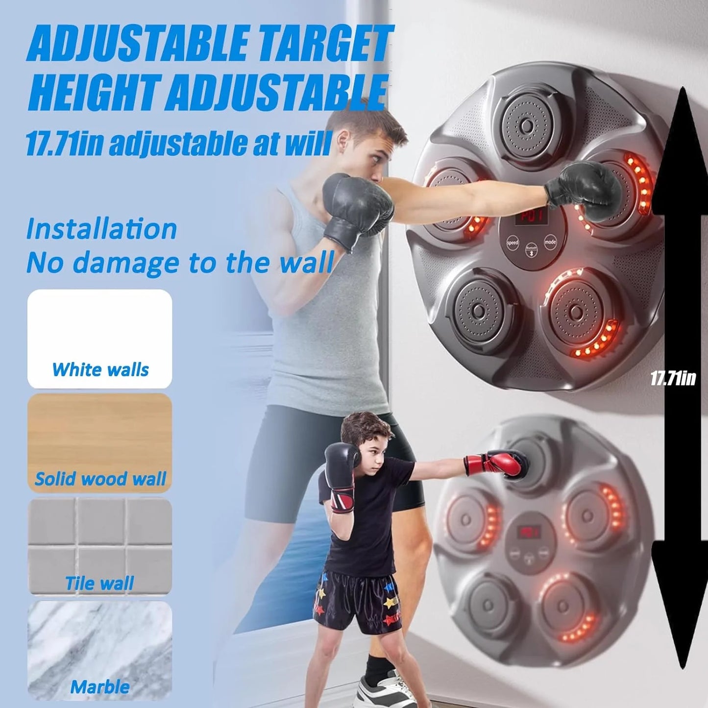 Music Boxing Machine, Smart Bluetooth Boxing Machine Wall Mounted, Boxing Training Punching Equipment, Home Workout Boxing Target Machine