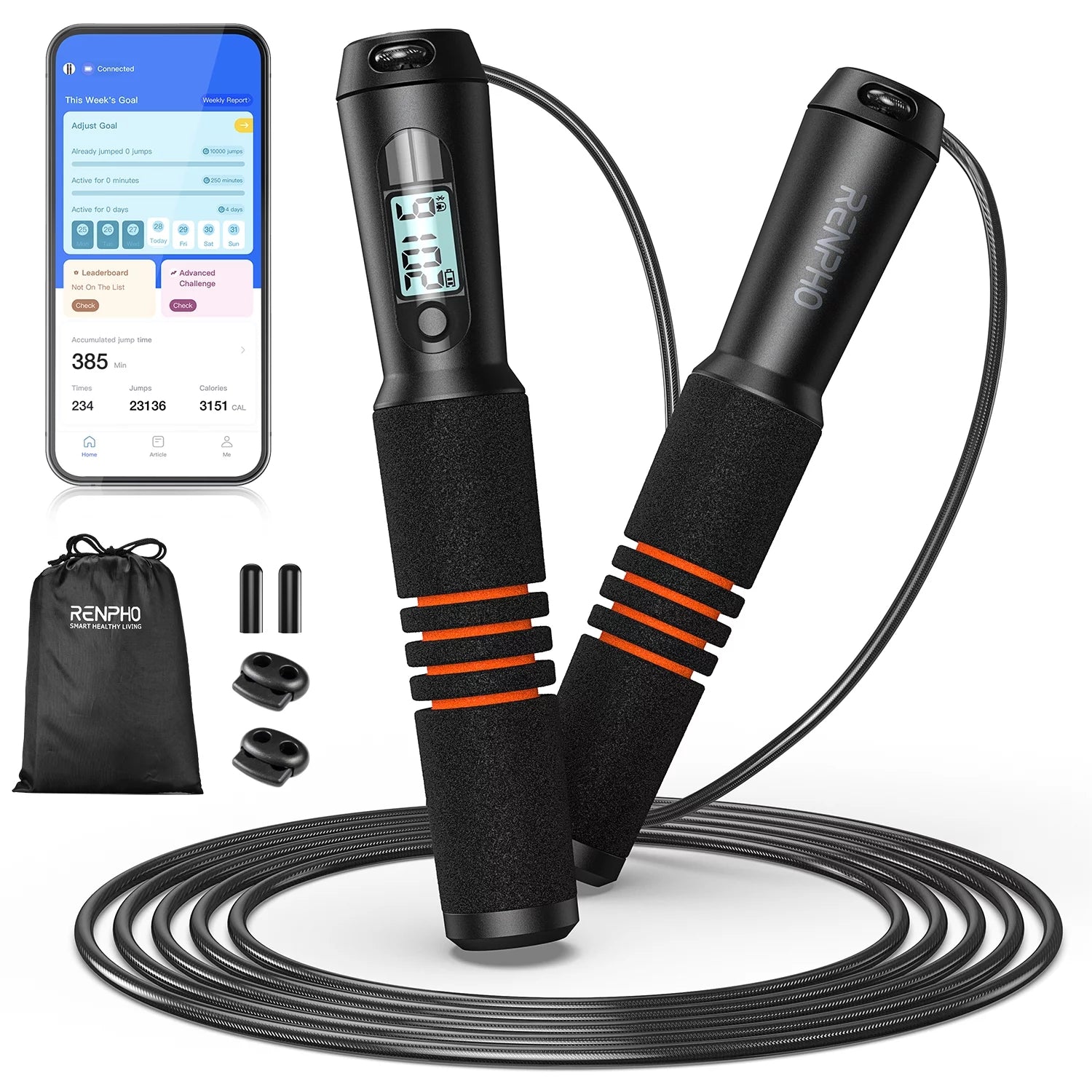 Smart Jump Rope, Fitness Skipping Rope with APP Data Analysis and HD LCD Display